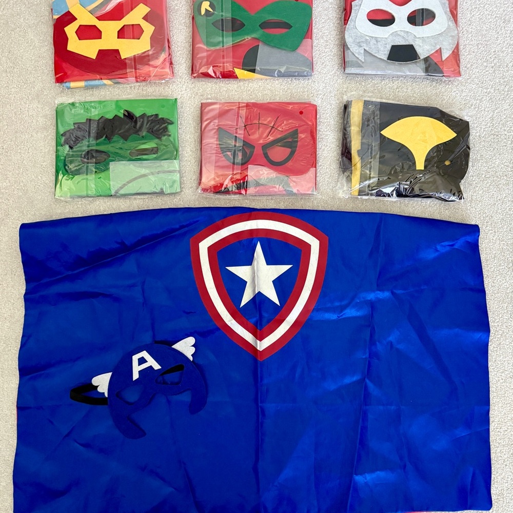 Superhero Kids Costume Set - Blue, Red, Green